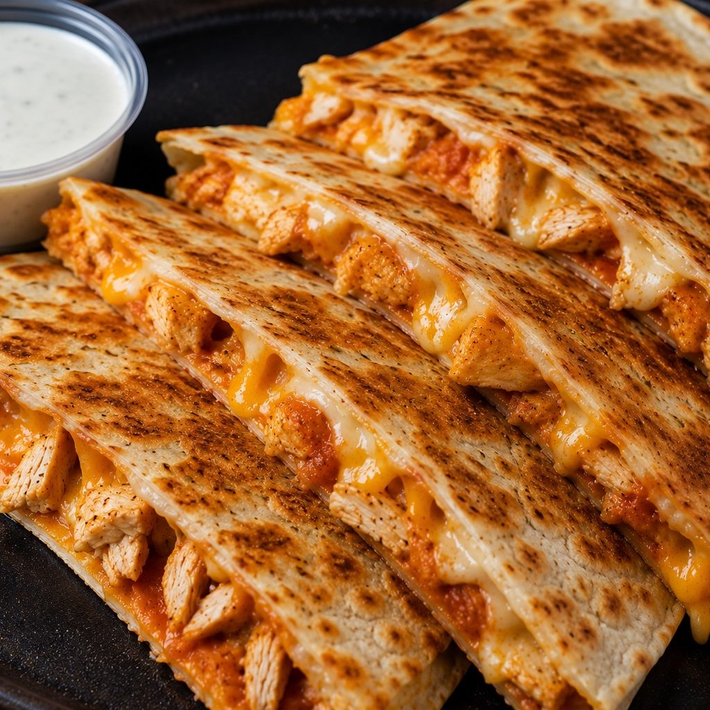 Garlic Buffalo Chicken Quesadilla.