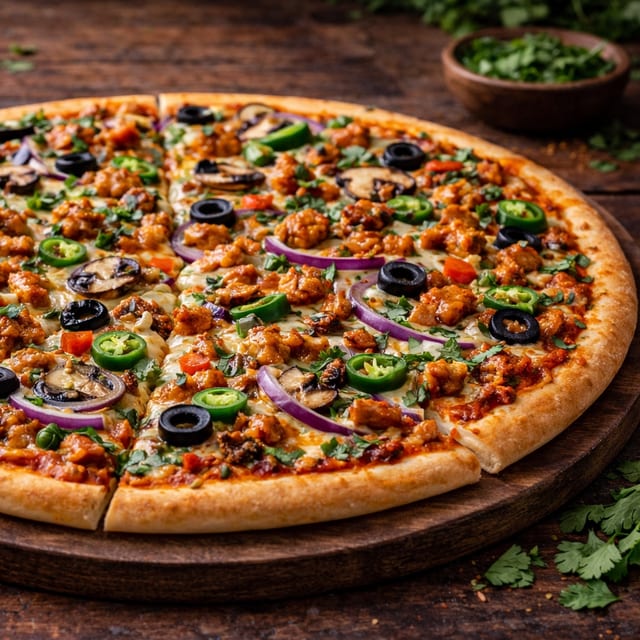 Achari Chicken Pizza.