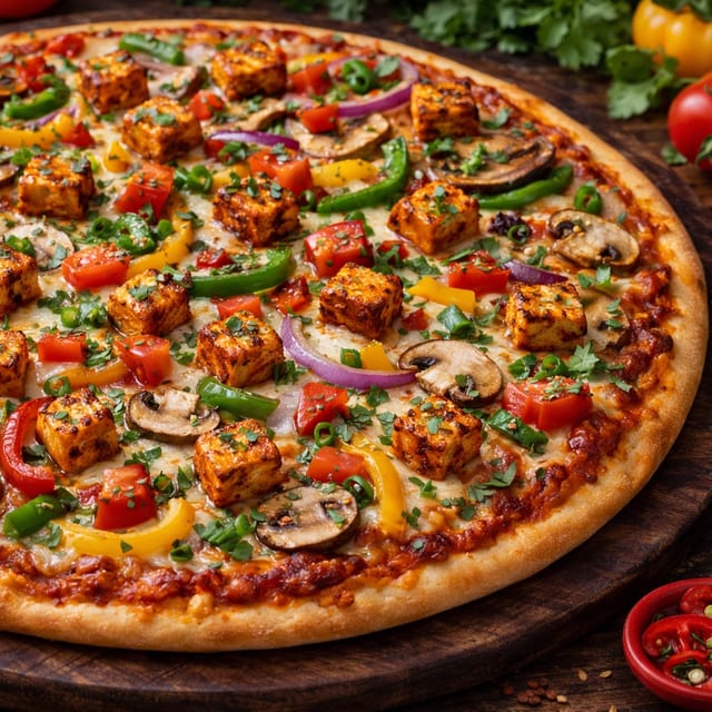 Paneer Tikka Masala Pizza.