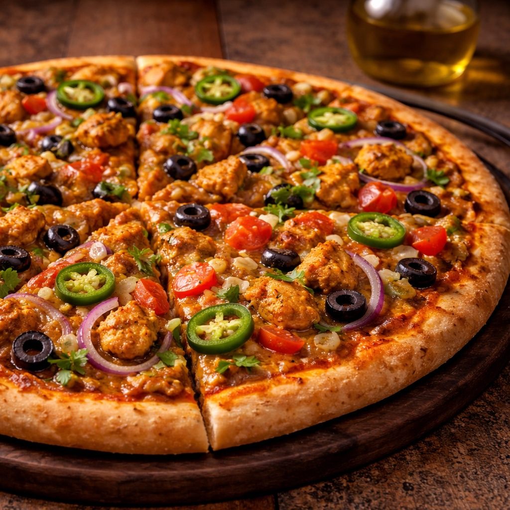 Indian Style Curry Fire Pizza.