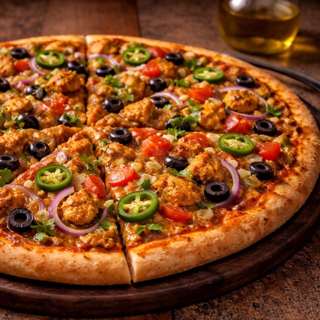 Indian Style Curry Fire Pizza.
