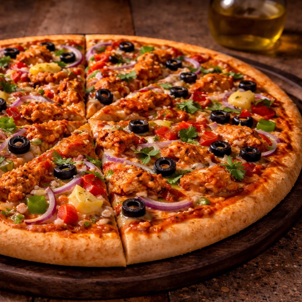 Indian Style Creamy Fire Pizza.